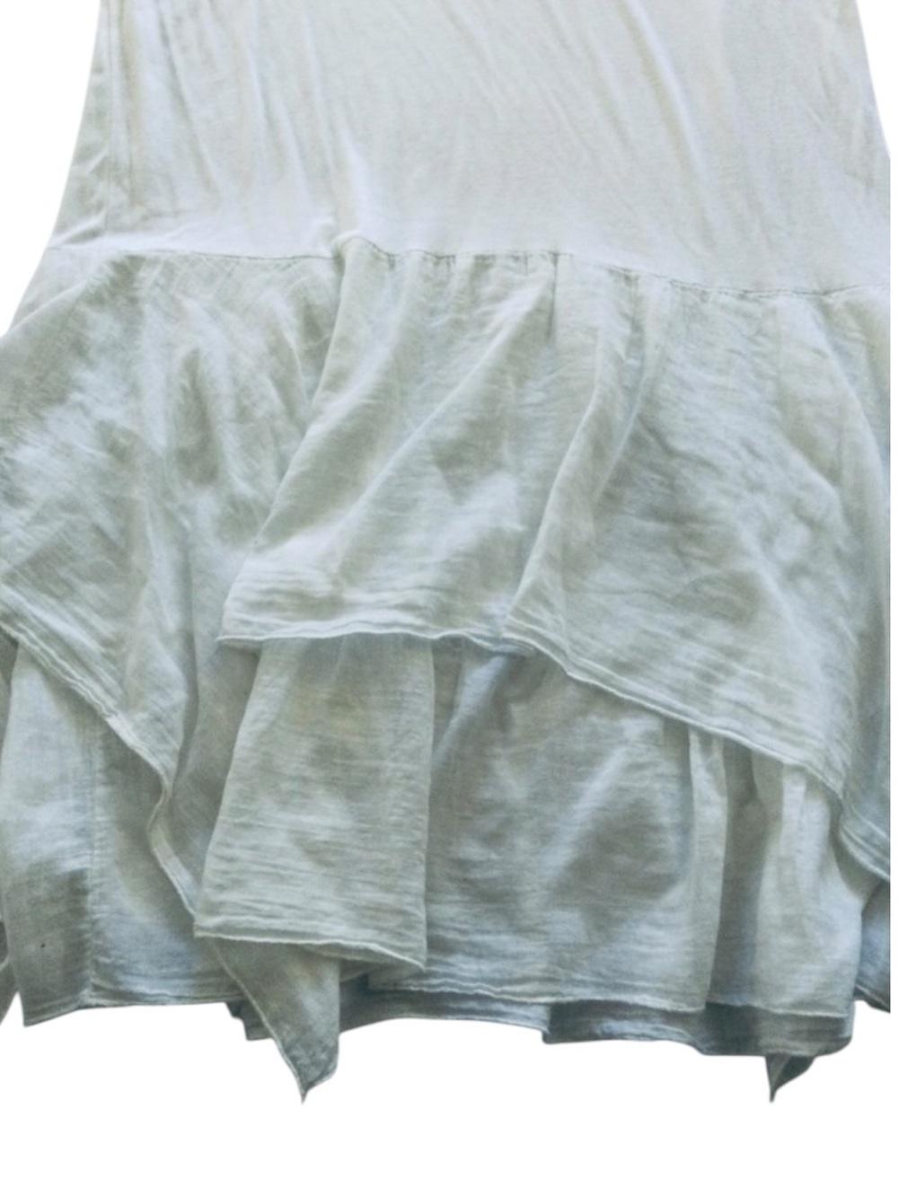 Made in Italy White Linen Blend Long Tunic Dress Layered Handkerchief Hem Boho L - Picture 3 of 6